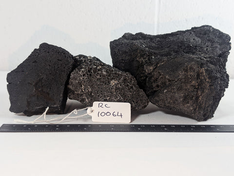 Image of Black Lava Rock Volcanic Decoration Aquascaping Aquarium 3 Piece 2.4kg (RC10064)