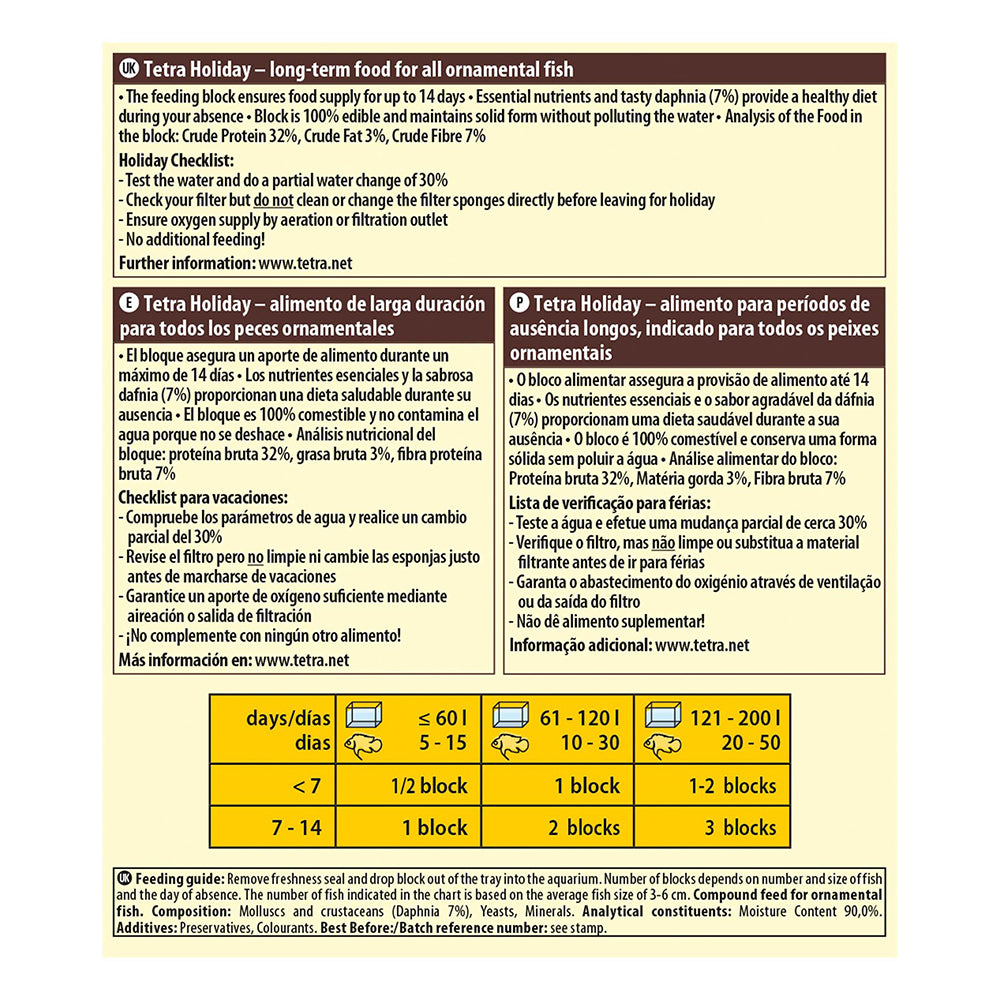 Tetra Holiday Food Menu 30g (up to 14 days)