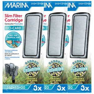 Marina Slim Filter Bio Carb Cartridges (3 packs of 3) BUNDLE