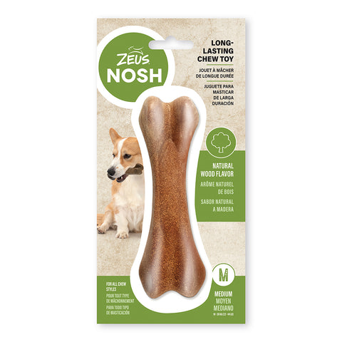 Image of Zeus Nosh Wood Chew Toy Bone Medium 15cm (6in)