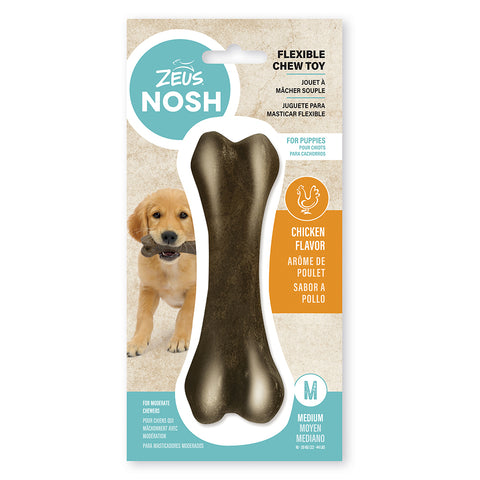 Image of Zeus Nosh Flexible Chew Toy Bone for Puppies Medium Chicken 15cm (6in)