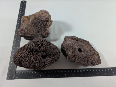 Red Lava Rock Volcanic Decoration Aquascaping Aquarium 3 Pieces 1.6kg (RC10035)
