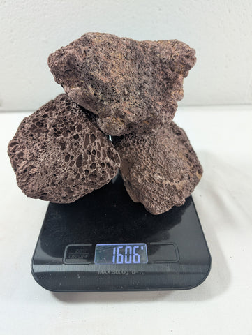 Image of Red Lava Rock Volcanic Decoration Aquascaping Aquarium 3 Pieces 1.6kg (RC10035)