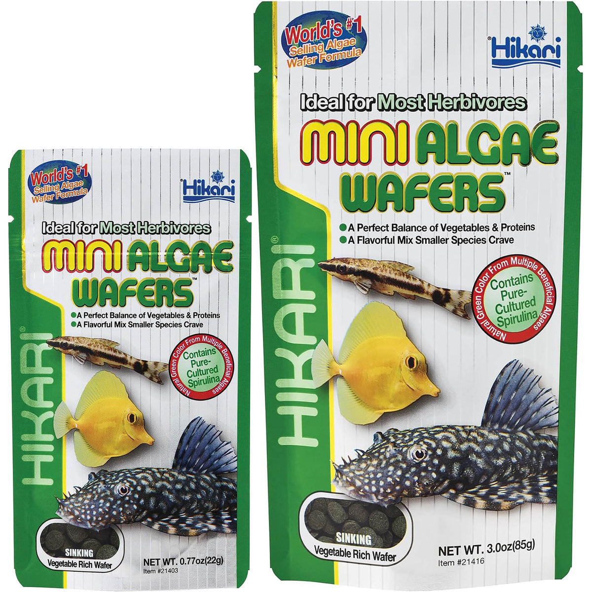 Hikari Mini Algae Wafers 22g and 85g for Plecostomus and algae eating fish