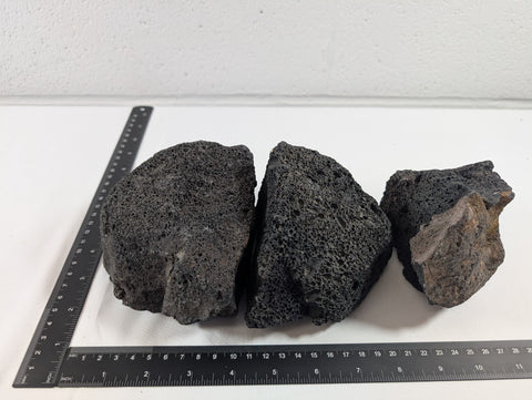 Image of Black Lava Rock Volcanic Decoration Aquascaping Aquarium 3 Piece 1.6kg (RC10017)