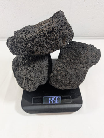 Image of Black Lava Rock Volcanic Decoration Aquascaping Aquarium 3 Piece 1.4kg (RC10019)