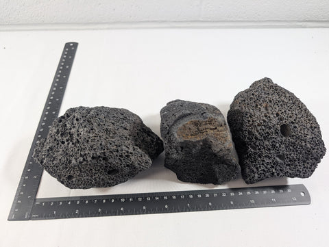 Image of Black Lava Rock Volcanic Decoration Aquascaping Aquarium 3 Piece 1.4kg (RC10019)